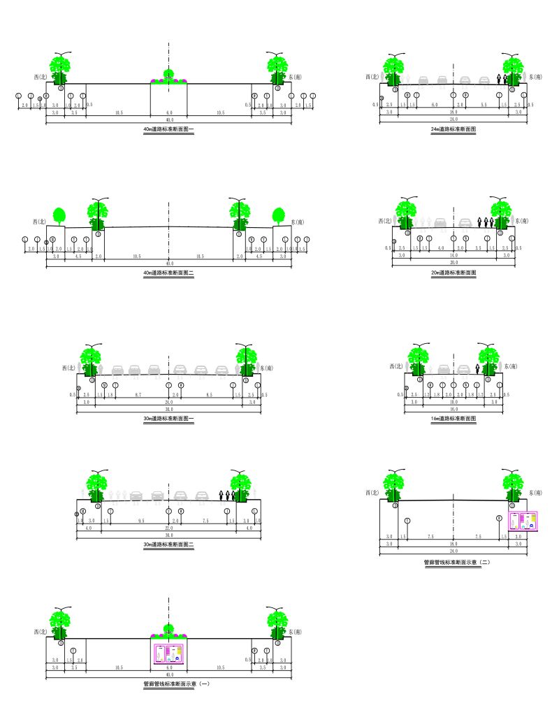 3、城市道路管线标准断面图