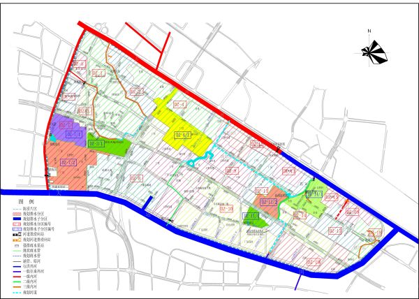 中心城区规划排水分区及雨水管网图（雕庄片）